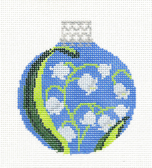 Lily of the Valley Ornament handpainted 4" Needlepoint Canvas by Whimsy and Grace