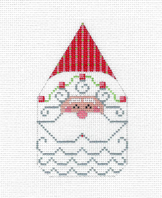 Christmas ~ Santa with a Wavy Beard Ornament handpainted Needlepoint Canvas by CH Designs ~ Danji