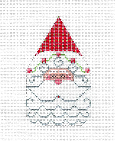 Christmas ~ Santa in Red & Silver Ornament handpainted Needlepoint Canvas by CH Designs ~ Danji