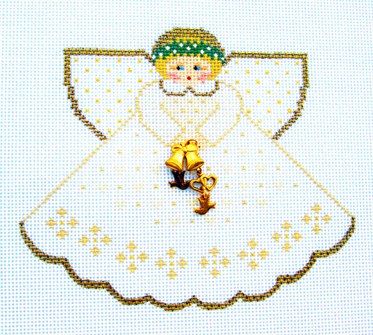 Angel ~ Wedding Bride Angel & Charms handpainted 18 Mesh Needlepoint Ornament by Painted Pony