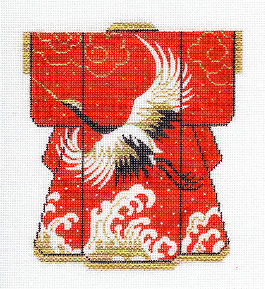 Kimono ~ Oriental Flying Crane Wedding Kimono Medium Size handpainted Needlepoint Canvas by LEE