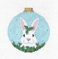 Rabbit ~ White Bunny in a Holly Bush 18 mesh handpainted Needlepoint Ornament Canvas by Susan Roberts