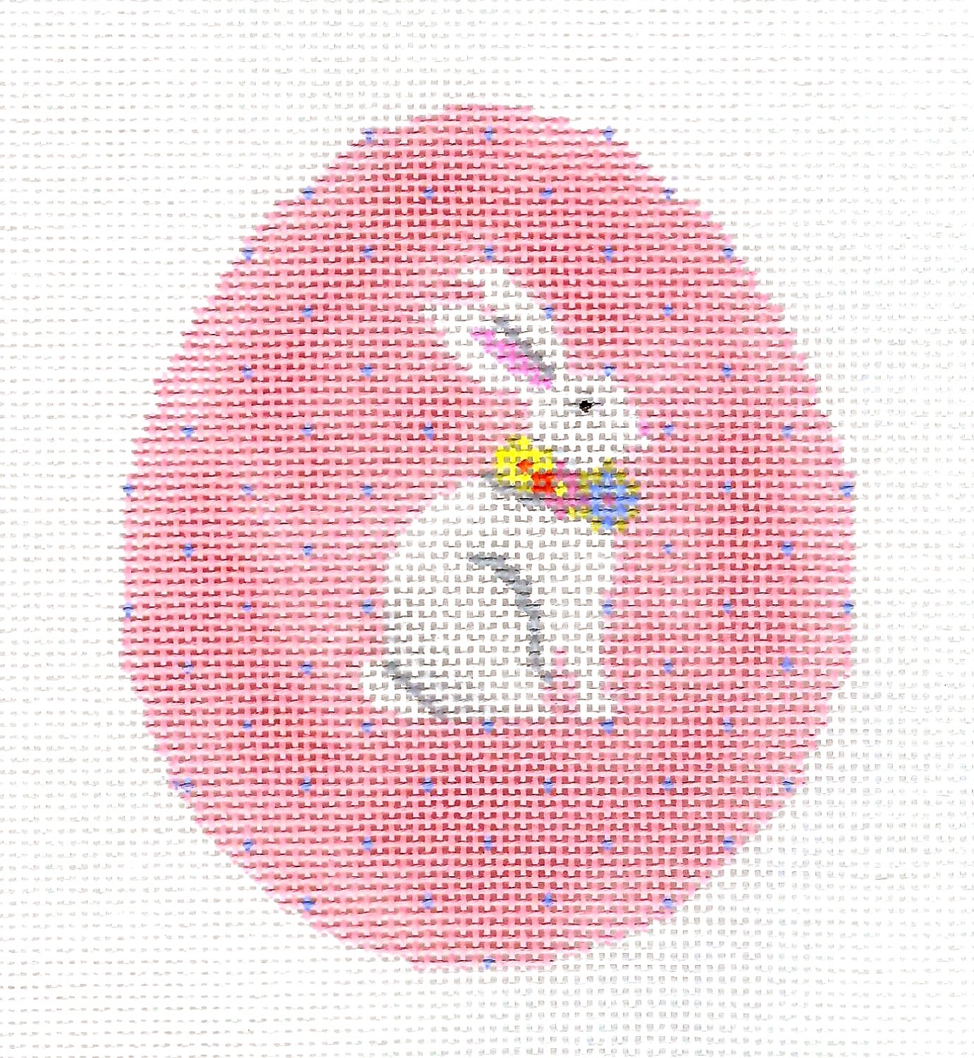 Kelly Clark - White Rabbit on a Pink Egg for Easter handpainted Needlepoint Canvas by Kelly Clark