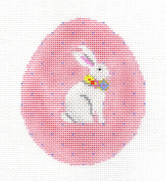 Kelly Clark - White Rabbit on a Pink Egg for Easter handpainted Needlepoint Canvas by Kelly Clark