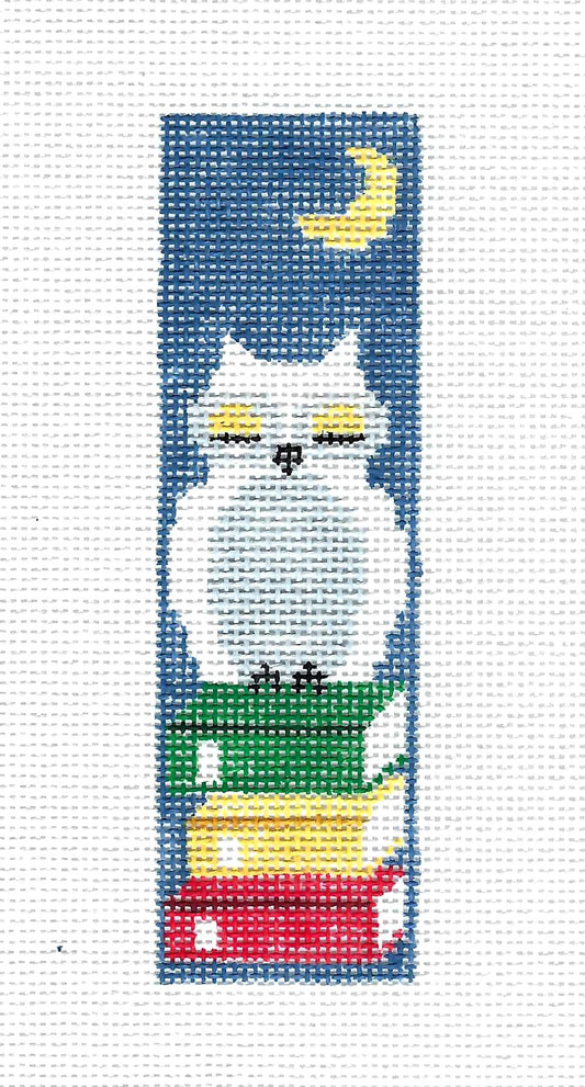 Bookmark ~ Wise Night Owl Bookmark Handpainted Needlepoint Canvas by Kathy Schenkel