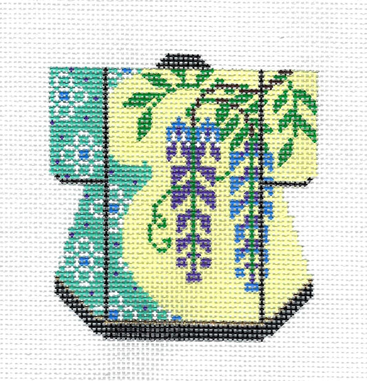 Kimono ~ Trailing Wisteria Blossoms Petite Kimono handpainted Needlepoint Canvas by LEE