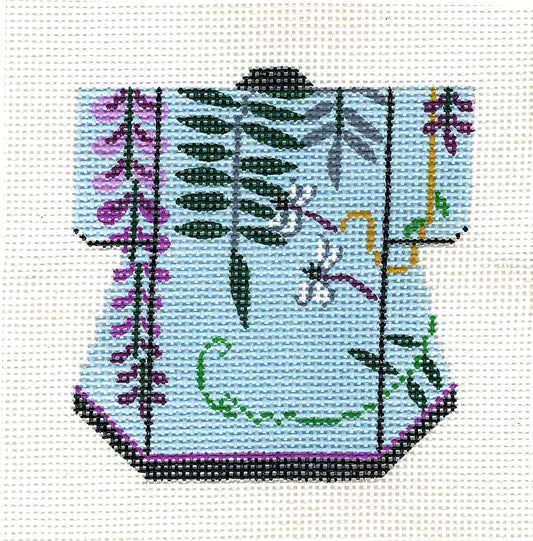 Kimono ~ Petite LEE Kimono Wisteria & Dragonflies handpainted Needlepoint Canvas Ornament