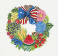 Wreath ~ Summer Celebration Wreath handpainted 18 Mesh Needlepoint Canvas by Kelly Clark