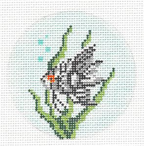 Round~3" Angel Fish Ornament handpainted Needlepoint Canvas~by Needle Crossings