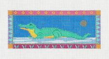 Tropical Alligator in the Sun handpainted Needlepoint Canvas by Susan Roberts