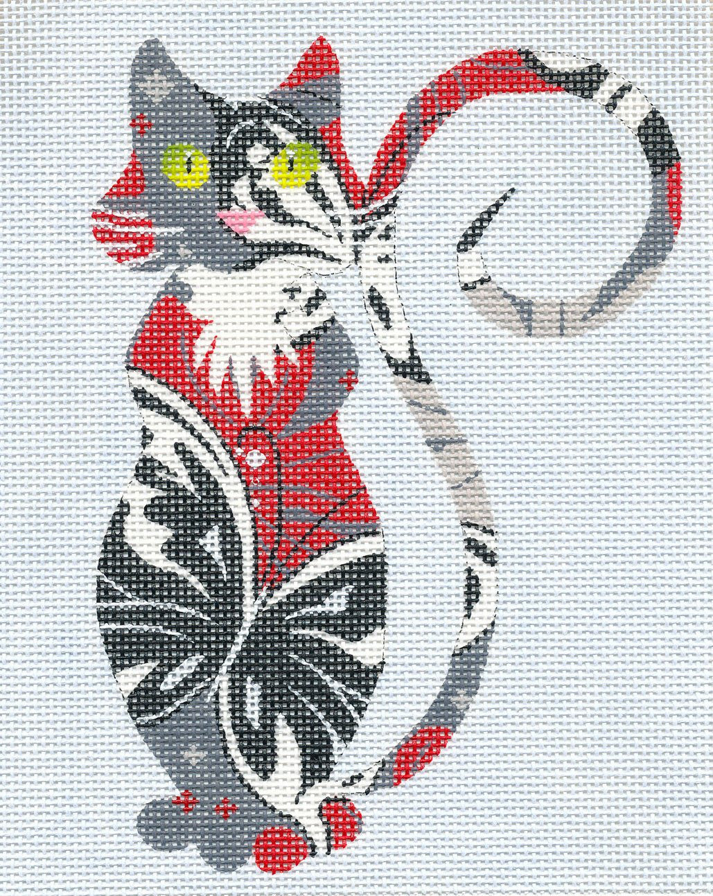 Cat canvas ~ Sophisticated Butterfly Cat handpainted 18 mesh Needlepoint Canvas or Insert by LEE