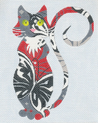 Cat canvas ~ Sophisticated Butterfly Cat handpainted Needlepoint Canvas or Insert by LEE