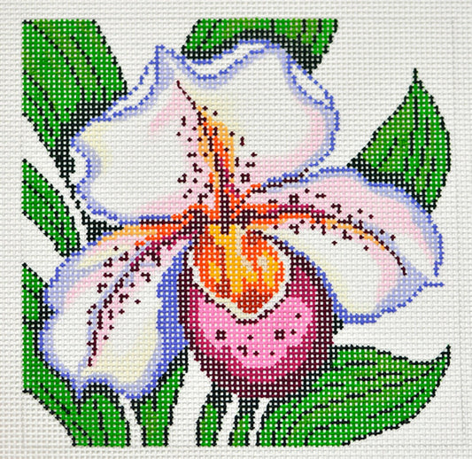 Floral Canvas ~ Orchid Blossom Flower Series on 12 Mesh handpainted Needlepoint Canvas by LEE