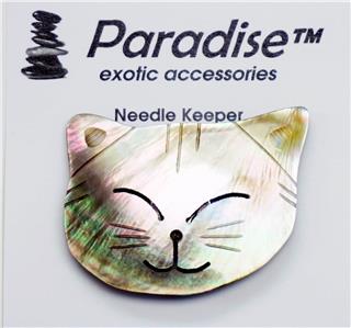 Magnet ~ SHELL INLAY Adorable CAT FACE Needle Keeper for Needlepoint, X-Stitch, Sewing
