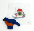 Mini Stocking SET ~ Bluebird and Bird House SET Ornament & Felt Bird handpainted Needlepoint Canvas by Kathy Schenkel