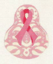Kelly Clark Pear – Breast Cancer Pink Ribbon Pear handpainted Needlepoint Canvas Ornament