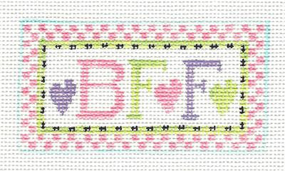 Canvas ~ B F F ~ Best Friends handpainted Needlepoint Canvas Ornament by Kathy Schenkel