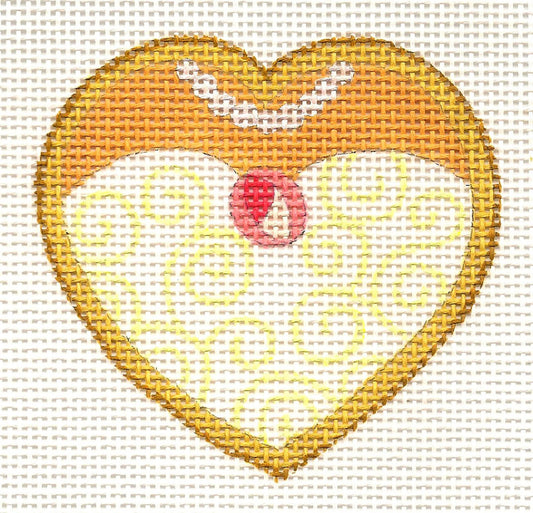 Wedding Heart ~ Wedding-Bride Heart Cookie on 13 mesh handpainted Needlepoint Canvas by Raymond Crawford