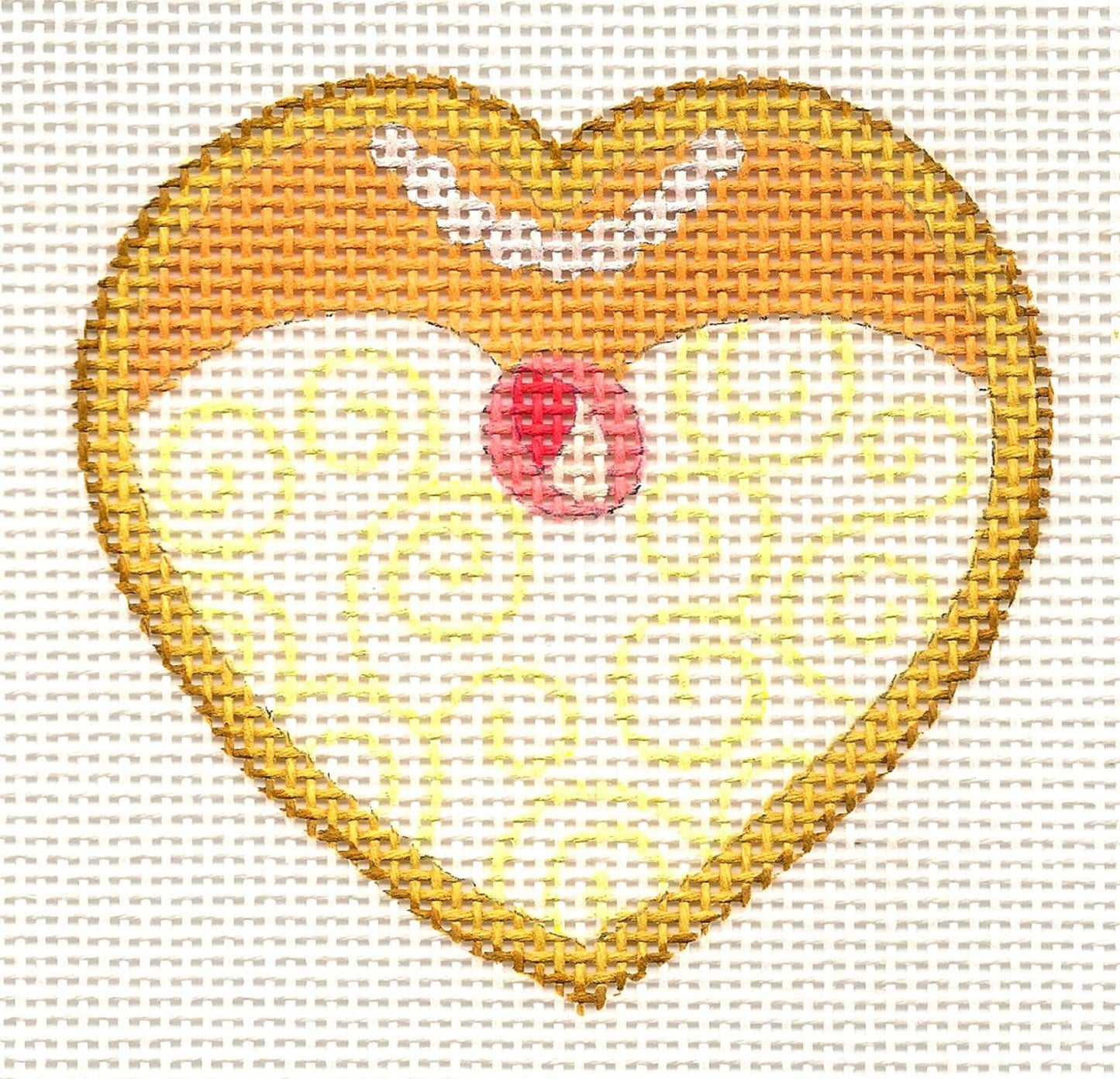 Wedding Heart ~ Wedding-Bride Heart Cookie 18 Mesh handpainted Needlepoint Canvas by Raymond Crawford
