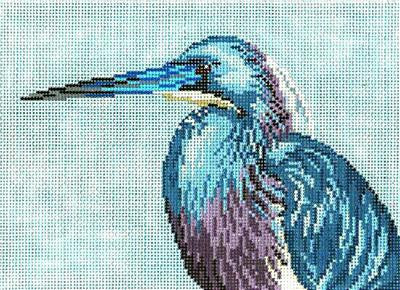 Bird Canvas ~ Elegant Louisiana Heron Shore Bird handpainted Needlepoint Canvas by Needle Crossings