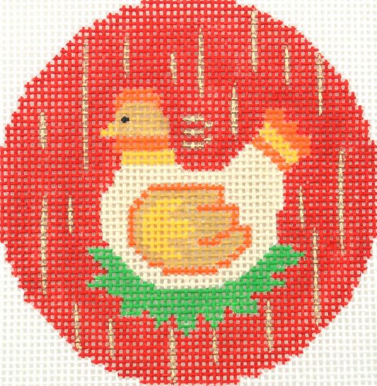 12 Days of Christmas ~ 3rd Day of Christmas Three French Hens handpainted 3" Rd. Needlepoint Canvas by LEE