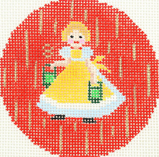 12 Days of Christmas ~ 8th Day of Christmas Eight Maids A-Milking handpainted 3" Rd. Needlepoint Canvas by LEE