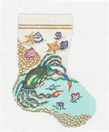 Mini Stocking ~ Blue Crab on the Beach 18 mesh handpainted Needlepoint Ornament Canvas by Needle Crossings