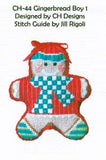 Gingerbread Boy #1 Needlepoint Canvas Ornament by Danji Designs