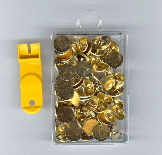 Tacks ~ Brass Plated Non-rusting Thumb Tacks and Remover for Stretcher Bars by Clover
