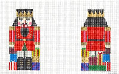 Christmas ~ 2 Sided Nutcracker with Presents 18 Mesh handpainted Needlepoint Ornament by Susan Roberts