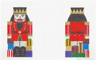 Christmas ~ 2 Sided Nutcracker with Presents handpainted Needlepoint Ornament by Susan Roberts