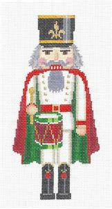 Nutcracker ~ The Caped Drummer Nutcracker Ornament HP Needlepoint Canvas by Susan Roberts