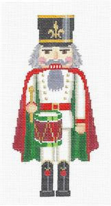 Nutcracker ~ The Caped Drummer Nutcracker Ornament 18 Mesh handpainted Needlepoint Canvas by Susan Roberts