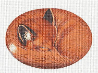 Fox Canvas ~ Sleeping Baby Fox handpainted Needlepoint Canvas by LIZ from Susan Roberts