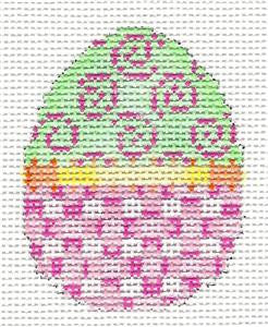 Easter Egg~ Mini Easter Egg Pink Swirls handpainted Needlepoint Canvas by Associated Talents