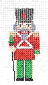 Nutcracker ~ Red & Green Mini Nutcracker 4" Tall Ornament 18 Mesh handpainted Needlepoint Canvas Susan Roberts