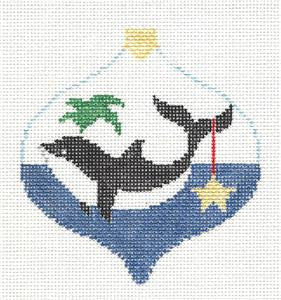 Bauble ~ ORCA Killer Whale & Star Bauble handpainted Needlepoint Canvas by Kathy Schenkel