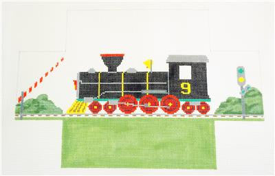 Brick Cover ~ Train Engine #9 Brick Cover Door Stop 13 Mesh handpainted Needlepoint Canvas by Susan Roberts