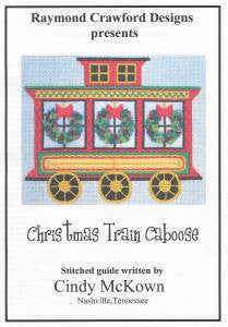 Christmas Train ~ Christmas Train Caboose handpainted Needlepoint Canvas and STITCH GUIDE by Raymond Crawford