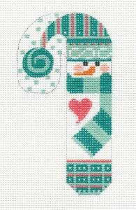 Large Candy Cane Snowman w/ Scarf Needlepoint Canvas & Stitch Guide~ by Danji Designs
