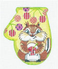Mitten~Chipmunk handpainted Needlepoint Ornament by JulieMar