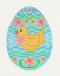 Ducking Swimming EGG Ornament on Handpainted Needlepoint Canvas by Danji Designs
