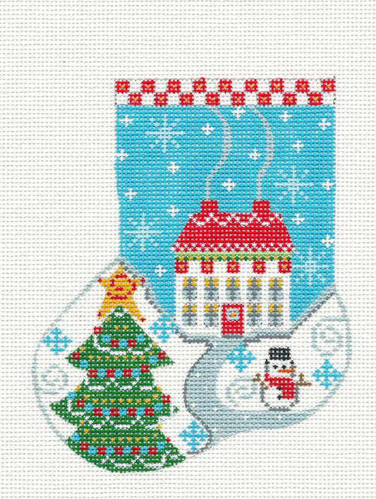 Mini Stocking ~ Country Home Mini Stocking Ornament handpainted Needlepoint Canvas