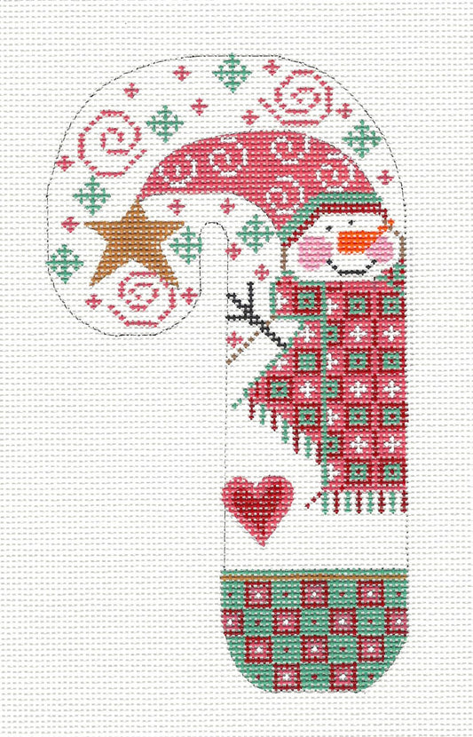 Large Candy Cane Miss Snowlady With Hat and Scarf Ornament~ by Danji Designs ***SPECIAL ORDER***