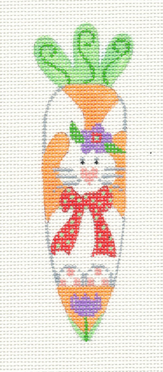 Easter ~ Bunny in a Bowtie Carrot Ornament on handpainted Needlepoint Canvas by CH Designs from  Danji Designs