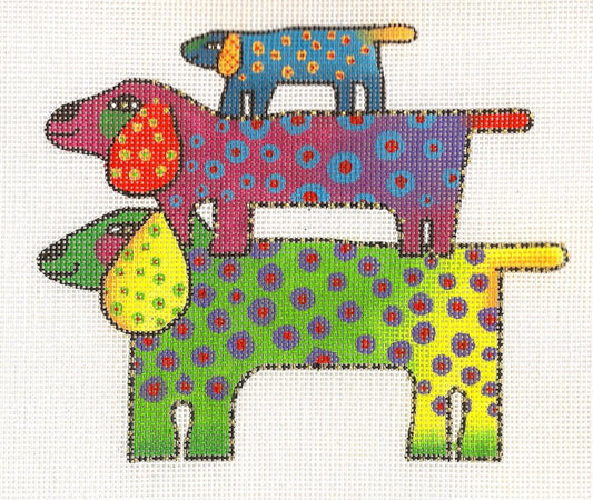 Laurel Burch ~ Dog Tribe Handpainted Needlepoint Canvas from Danji Designs