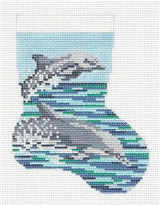 Mini Stocking ~ Dolphins Jumping the Waves 18 Mesh Needlepoint Canvas by Needle Crossings ~RETIRED~