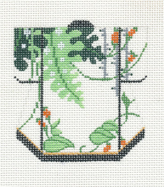 Kimono ~ Petite Kimono Fronds & Vines handpainted Needlepoint Canvas Ornament by LEE
