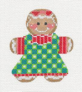 Gingerbread Girl #2 Needlepoint Canvas Ornament and Stitch Guide by Danji Designs