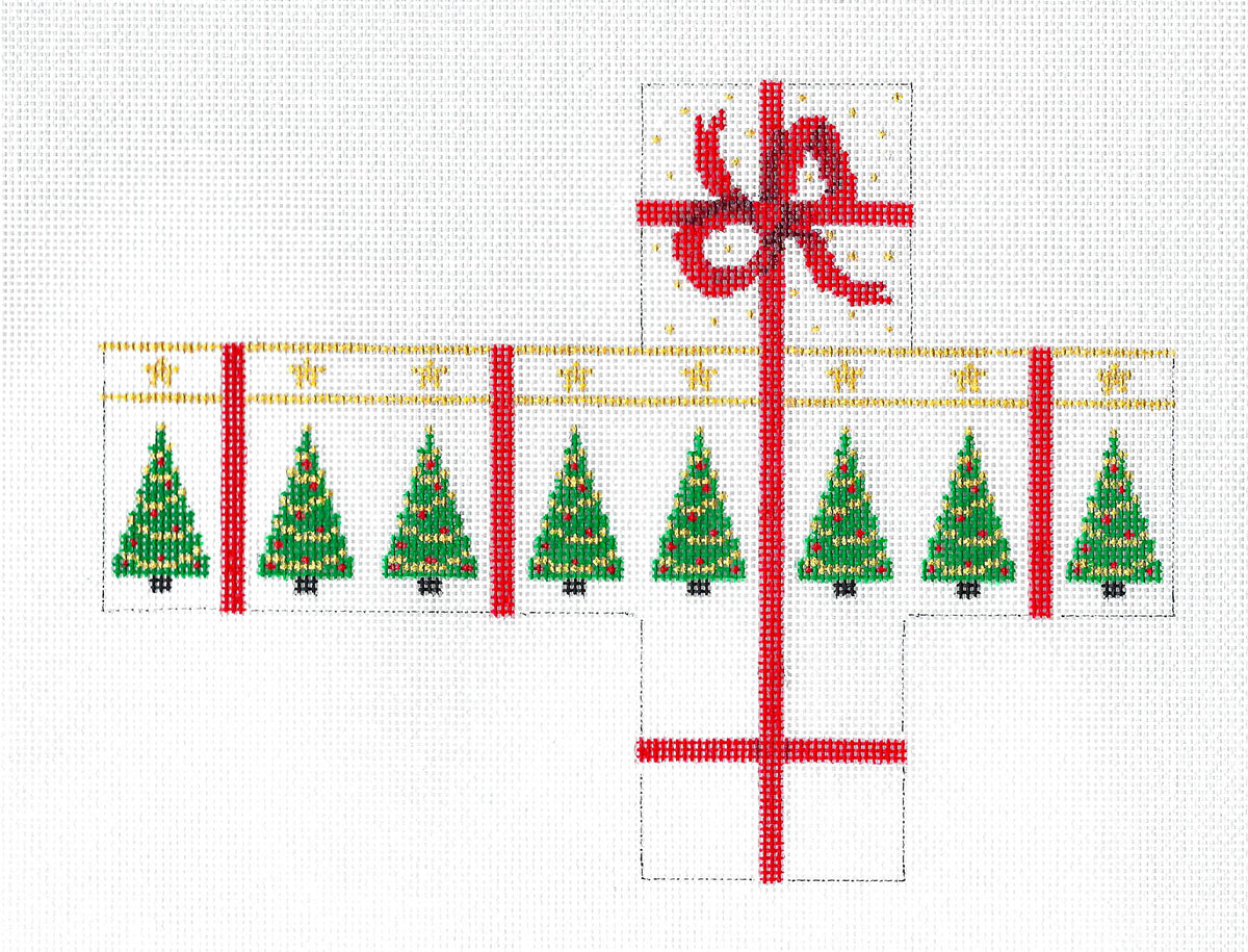 Christmas CUBE ~ Christmas Gift CUBE 3-D handpainted Needlepoint Ornament by Susan Roberts